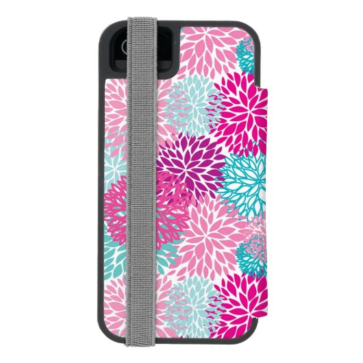 Helles Blumenmuster 2 Incipio iPhone Geldbeutel-Hülle (Folio Rückseite)