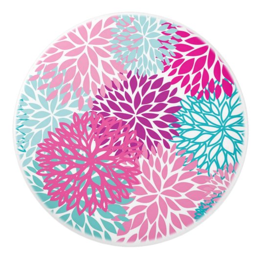 Helles Blumenmuster 2 Keramikknauf (Vorderseite)