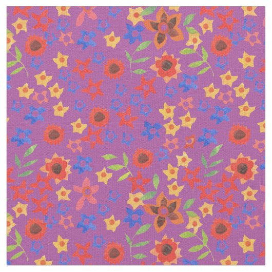 Helles Blumenmuster auf Magenta-Stoff Stoff (Nahaufnahme)