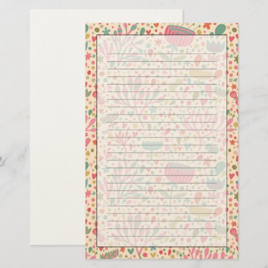 Helles Blumenmuster Briefpapier (Vorne/Hinten)