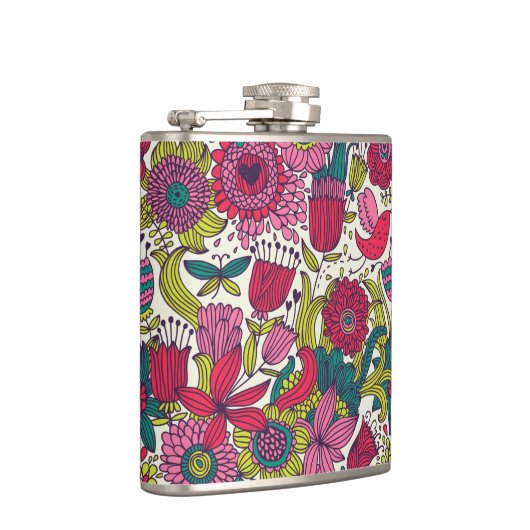 Helles Blumenmuster Flachmann (Rechts)