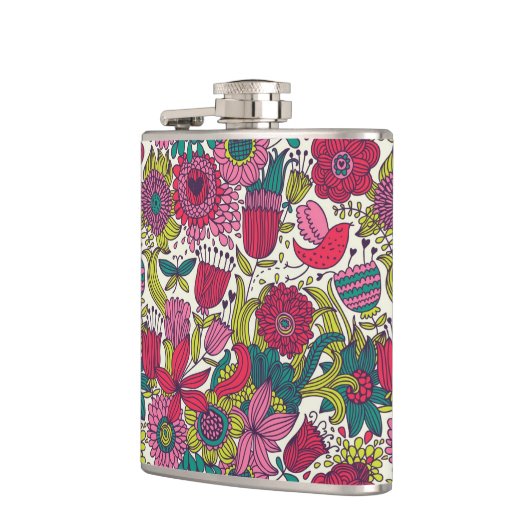Helles Blumenmuster Flachmann (Links)