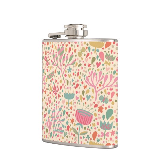 Helles Blumenmuster Flachmann (Links)