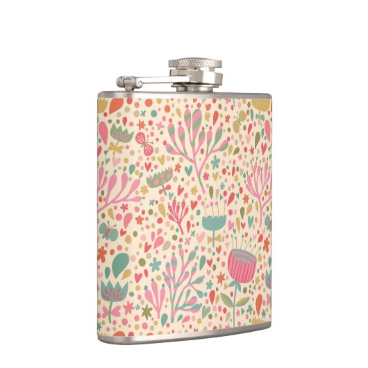 Helles Blumenmuster Flachmann (Rechts)