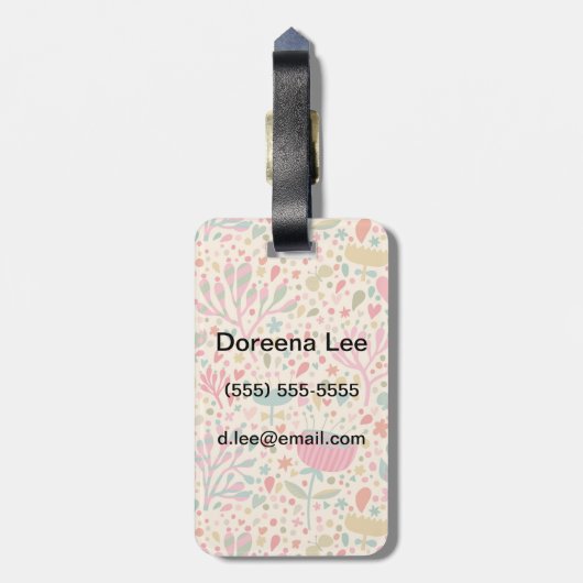 Helles Blumenmuster Gepäckanhänger (Rückseite vertikal)