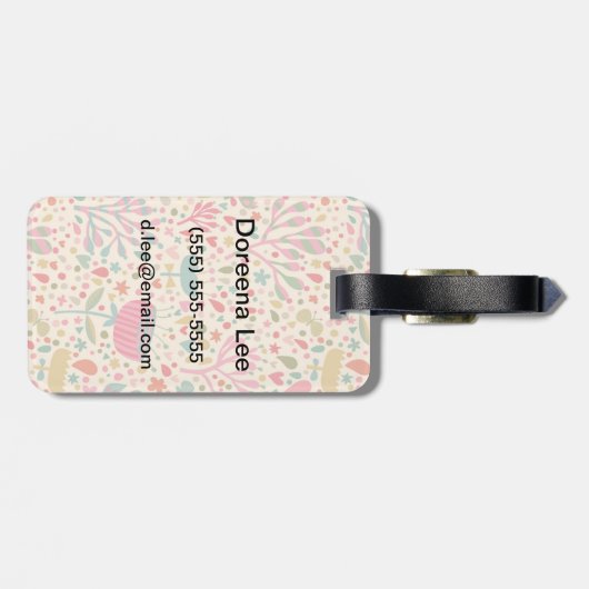 Helles Blumenmuster Gepäckanhänger (Rückseite horizontal)
