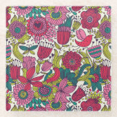 Helles Blumenmuster Glasuntersetzer (Vorderseite)