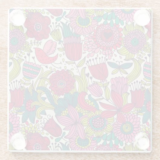Helles Blumenmuster Glasuntersetzer (Rückseite)