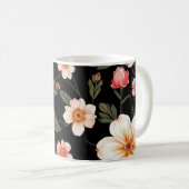 Helles Blumenmuster in schwarz Kaffeetasse (VorderseiteRechts)