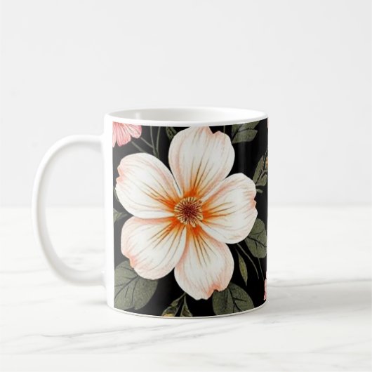 Helles Blumenmuster in schwarz Kaffeetasse (Links)