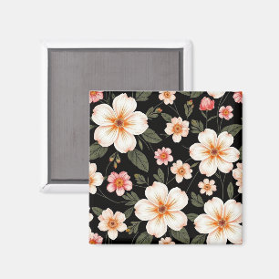 Helles Blumenmuster in schwarz Magnet