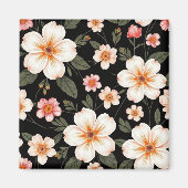 Helles Blumenmuster in schwarz Magnet (Vorne)