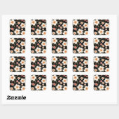 Helles Blumenmuster in schwarz Quadratischer Aufkleber (Blatt)