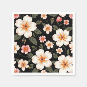 Helles Blumenmuster in schwarz Serviette