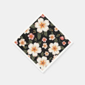Helles Blumenmuster in schwarz Serviette (Ecke)