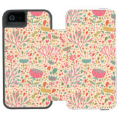 Helles Blumenmuster Incipio iPhone Geldbeutel-Hülle (Folio Geöffnet)