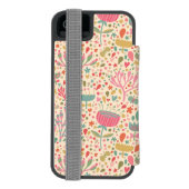 Helles Blumenmuster Incipio iPhone Geldbeutel-Hülle (Folio Rückseite)