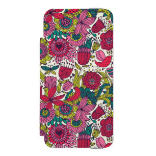 Helles Blumenmuster Incipio Watson™ iPhone 5 Geldbörsen Hülle