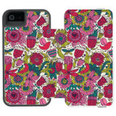 Helles Blumenmuster Incipio iPhone Geldbeutel-Hülle (Folio Geöffnet)