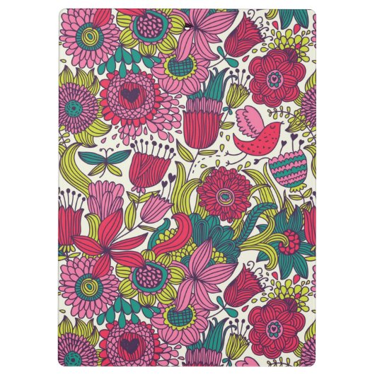 Helles Blumenmuster Klemmbrett (Rückseite)