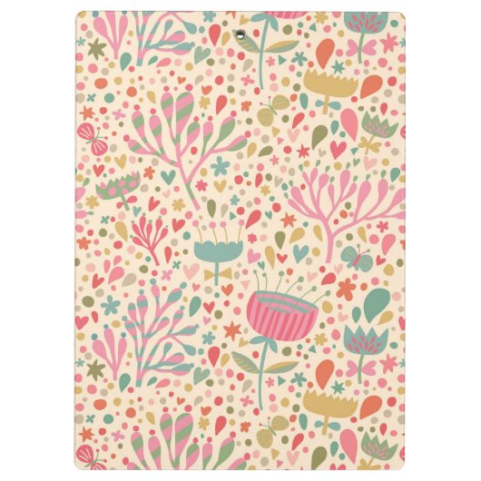 Helles Blumenmuster Klemmbrett (Rückseite)