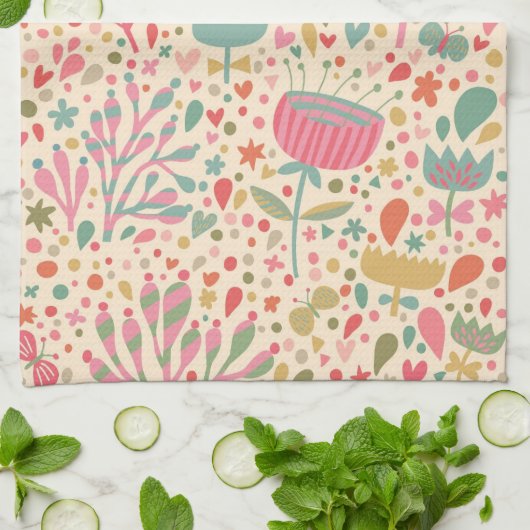 Helles Blumenmuster Küchentuch (Gefaltet)