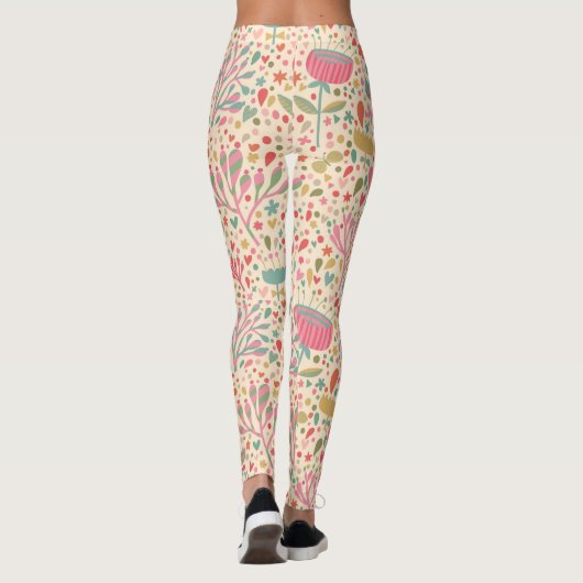 Helles Blumenmuster Leggings (Rückseite)