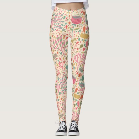 Helles Blumenmuster Leggings (Vorderseite)