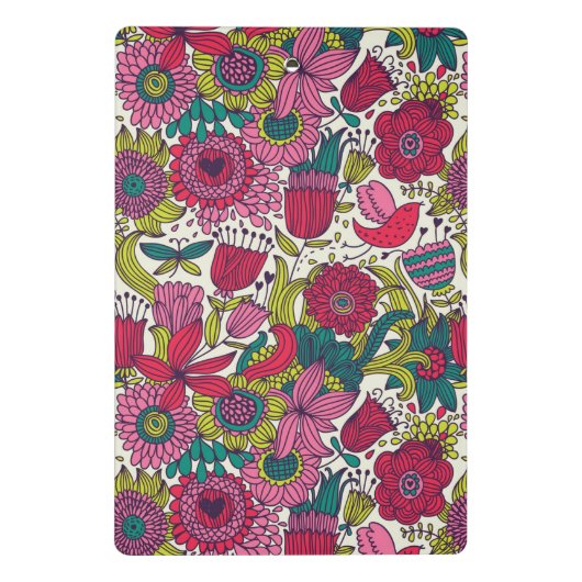 Helles Blumenmuster Mini Klemmbrett (Rückseite)