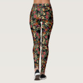 Helles Blumenmuster mit grünen Folien Leggings (Rückseite)
