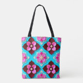 Helles Blumenmuster mit rosa Blume Tasche (Rückseite)