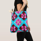 Helles Blumenmuster mit rosa Blume Tasche (Von Nahem)