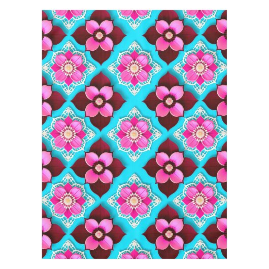 Helles Blumenmuster mit rosa Blume Tischdecke (Vorderseite)