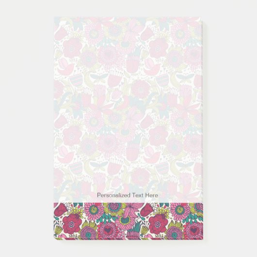 Helles Blumenmuster Post-it Klebezettel (Vorderseite)