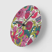 Helles Blumenmuster Runde Wanduhr (Winkel)