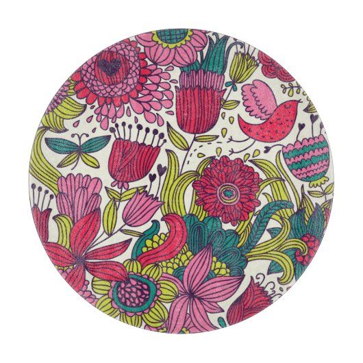 Helles Blumenmuster Schneidebrett (Vorderseite)