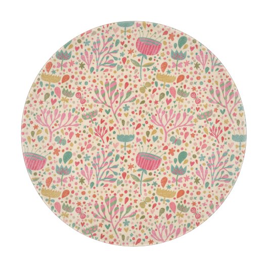 Helles Blumenmuster Schneidebrett (Vorderseite)