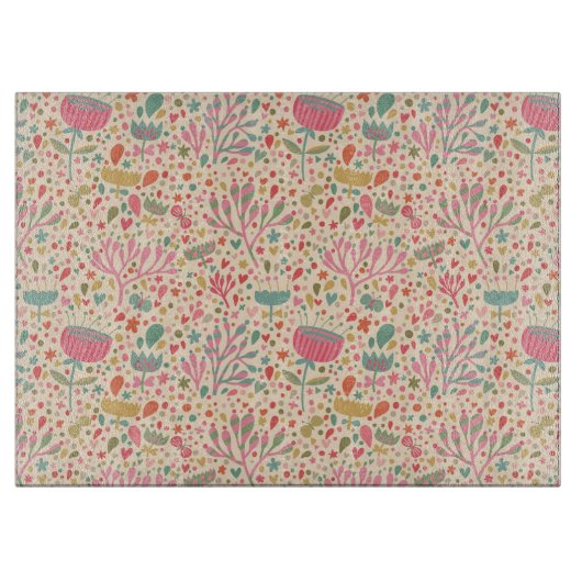 Helles Blumenmuster Schneidebrett (Vorderseite)