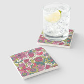 Helles Blumenmuster Steinuntersetzer (Seitenansicht)