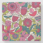 Helles Blumenmuster Steinuntersetzer (Vorderseite)