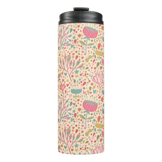 Helles Blumenmuster Thermosbecher (Vorderseite)