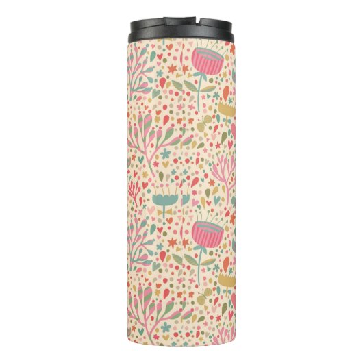 Helles Blumenmuster Thermosbecher (Rückseite)