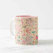 Helles Blumenmuster Zweifarbige Tasse (Vorderseite Links)