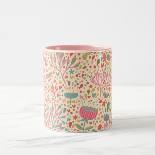 Helles Blumenmuster Zweifarbige Tasse (Mittel)