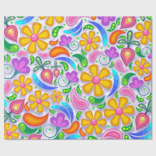 helles Blumenpapier Geschenkpapier (Flach)