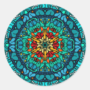 Helles Bohemisches Boho Mandala Chic Design Runder Aufkleber