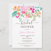 Helles botanisches Brautparty mit floralen Aquarel Einladung (Vorderseite)