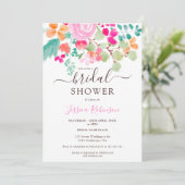 Helles botanisches Brautparty mit floralen Aquarel Einladung (Stehend Vorderseite)