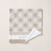 Helles braunes Tan Winterweißes Schneeflockenmuste Badhandtuch Set (Waschlappen)