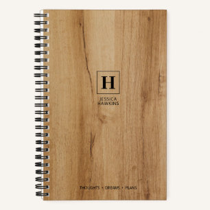 Helles Braunholzfurnier Klassisches Monogramm Notizblock
